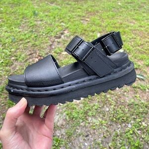 Dr Martens Voss Black Leather Sandals Size 5
